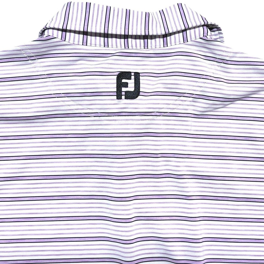 FootJoy Golf Polo Shirt Mens Large Purple Short Sleeve Striped Performance FJ - Picture 5 of 8